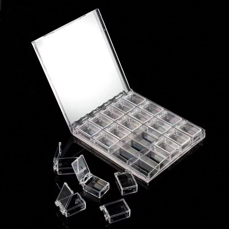 20 Slots Clear Plastic Nail Artnail storage box Organizer Holder Empty Plastic Storage Case