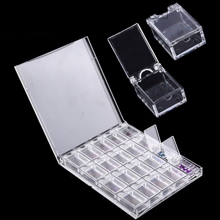 20 Slots Clear Plastic Nail Artnail storage box Organizer Holder Empty Plastic Storage Case
