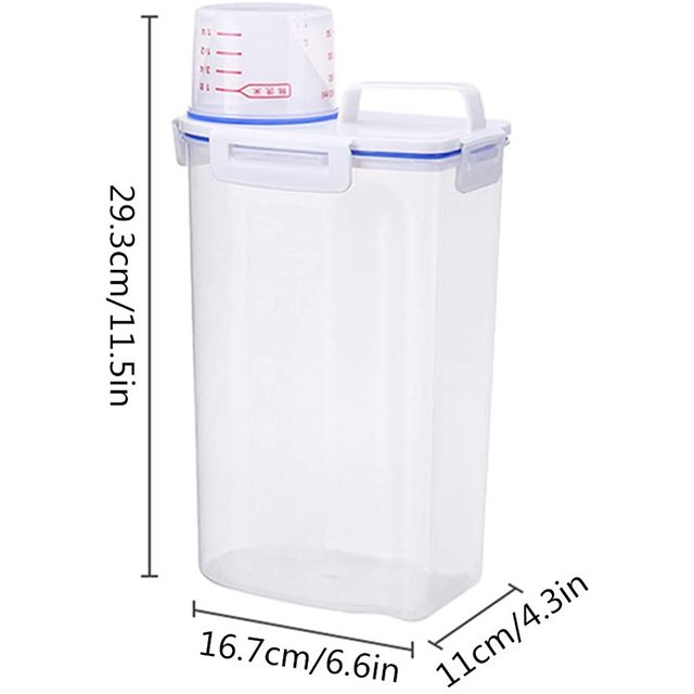Food Grade PP Material Food Storage Bucket Airtight Rice Container 4 Lock Flour Container With Measuring Cup