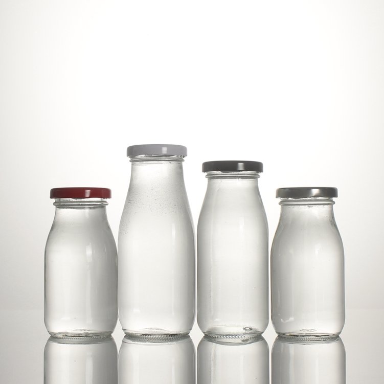 Wholesale stocked 200ml 300ml 500ml clear glass food milk tea pudding storage mason jar with aluminum cap