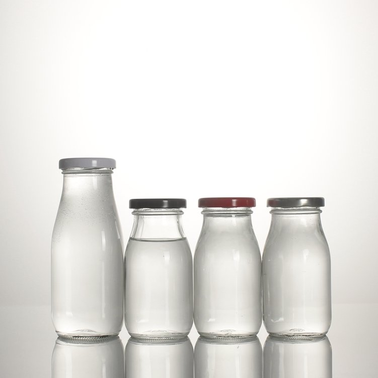Wholesale stocked 200ml 300ml 500ml clear glass food milk tea pudding storage mason jar with aluminum cap