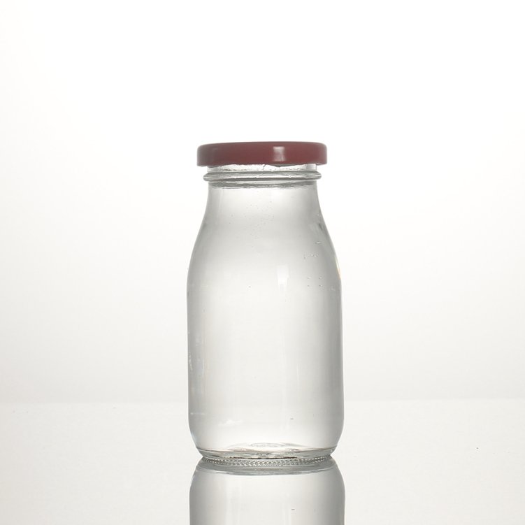 Wholesale stocked 200ml 300ml 500ml clear glass food milk tea pudding storage mason jar with aluminum cap