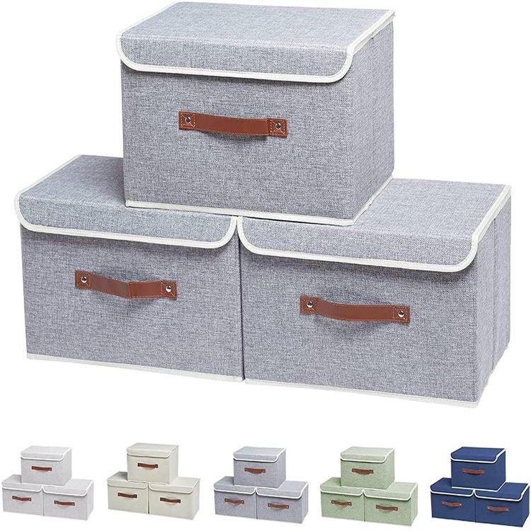Factory Direct Sale Popular Cabinet Foldable Linen Fabric Toy Kids Storage Box With Lid