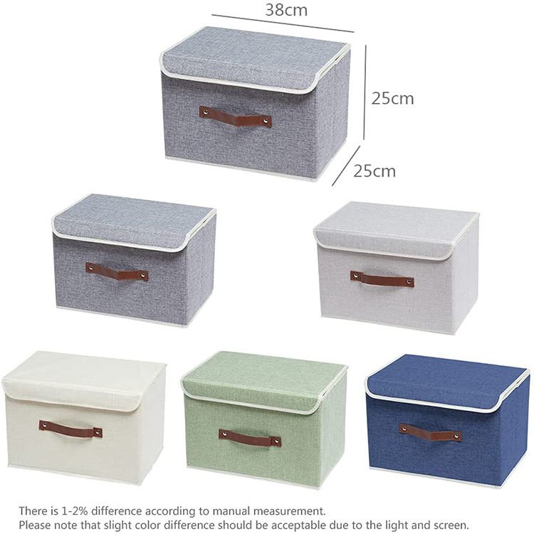 Factory Direct Sale Popular Cabinet Foldable Linen Fabric Toy Kids Storage Box With Lid