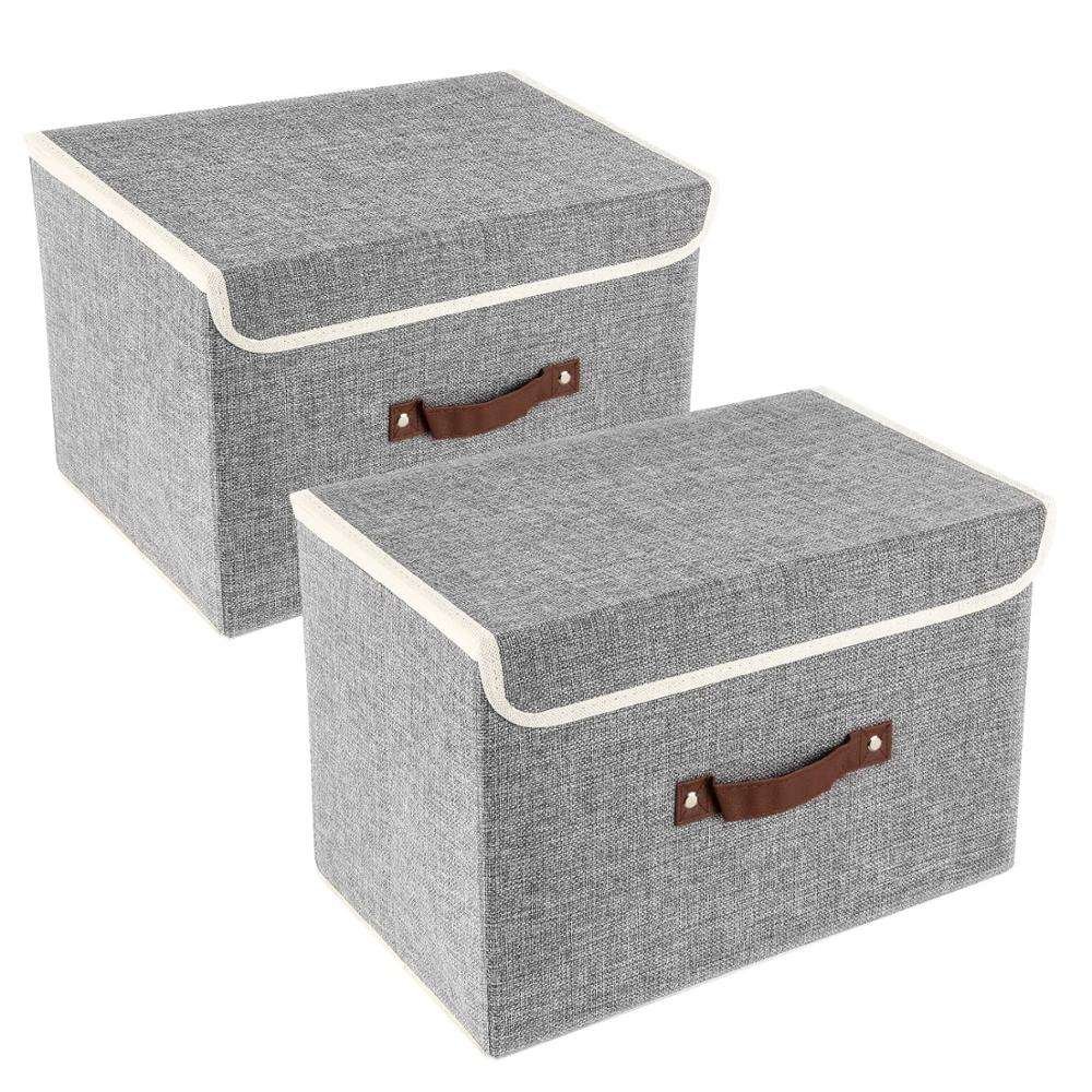 Factory Direct Sale Popular Cabinet Foldable Linen Fabric Toy Kids Storage Box With Lid