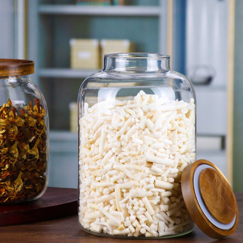 Food Grade Acacia Wood Seal Lid Glass Jar Food Jar With Lid, Glass Storage Jars Airtight Lid
