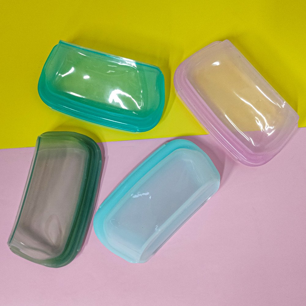 Color customization 1000ML Double Zip-lock 100% Full Grade Silicone Small Travel Carrying Storage Bag Food Fresh Keeping Bag