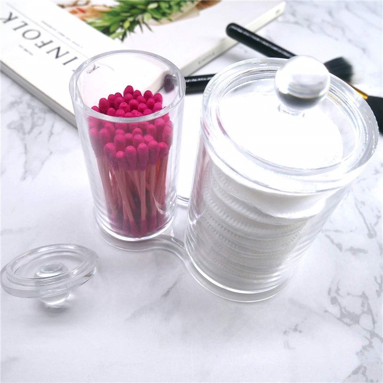 Cylindrical cotton swab storage box transparent set makeup cotton storage bucket dust proof toilet storage