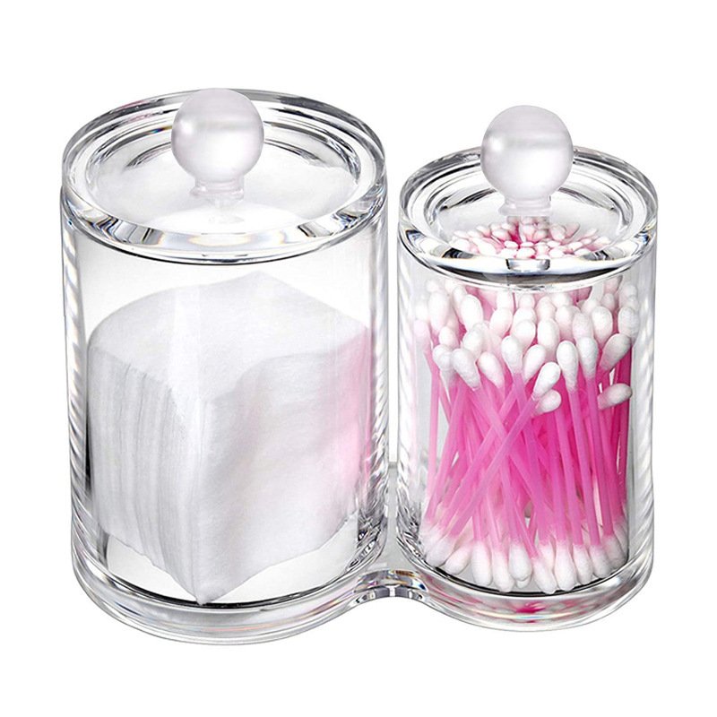 Cylindrical cotton swab storage box transparent set makeup cotton storage bucket dust proof toilet storage