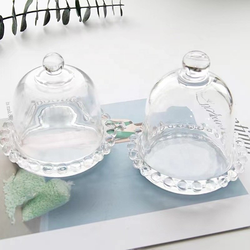 Korean ins style pearl edge glass cover ornaments storage dustproof lemon cover home furnishings