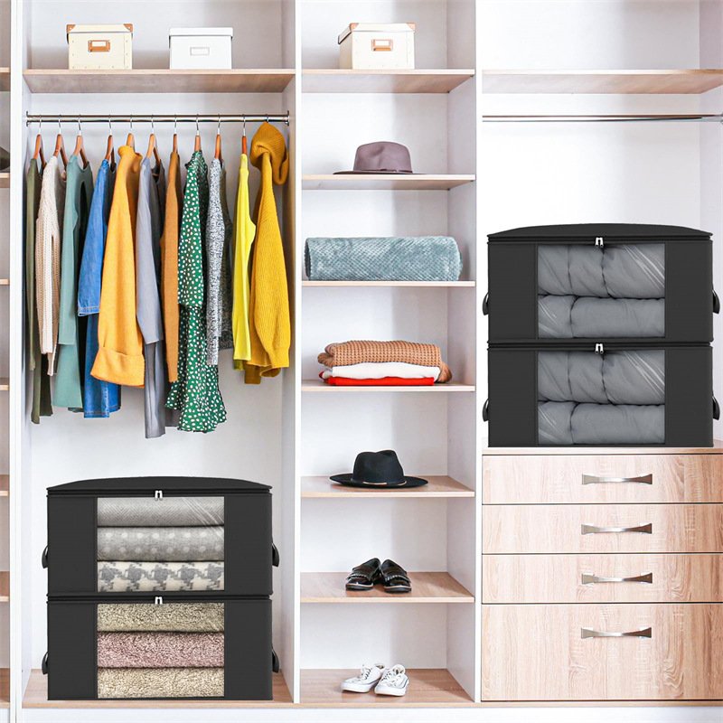 Large Bags Clothes Bins Foldable Closet Organizer Containers Non Woven Collapsible Storage Box