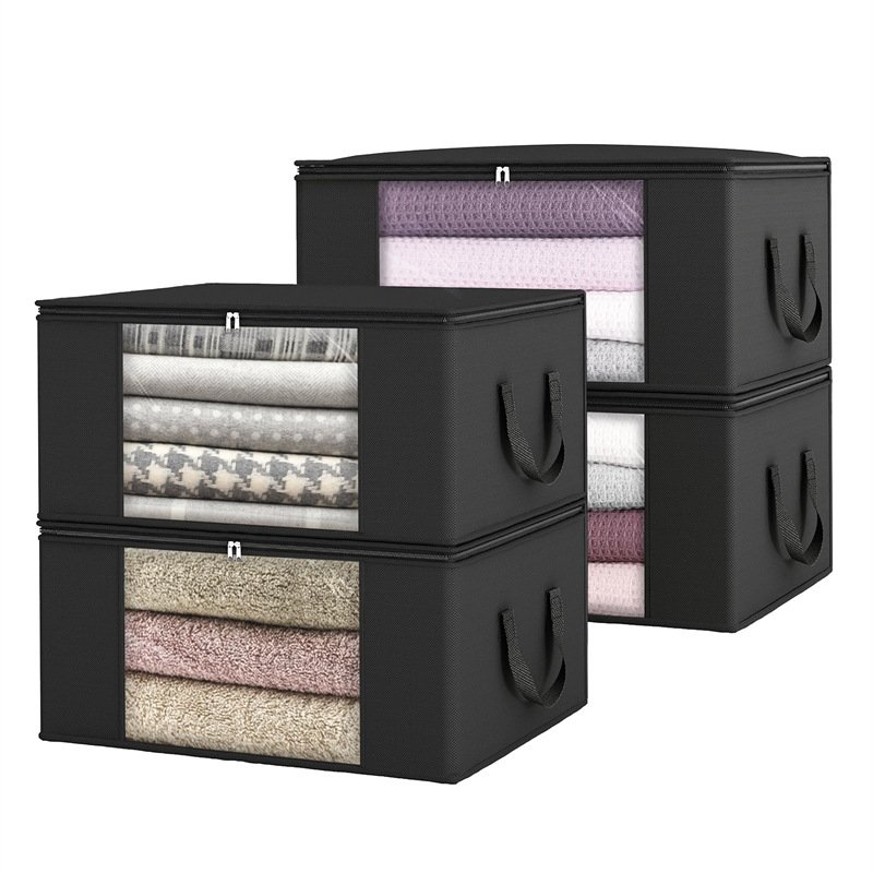 Large Bags Clothes Bins Foldable Closet Organizer Containers Non Woven Collapsible Storage Box