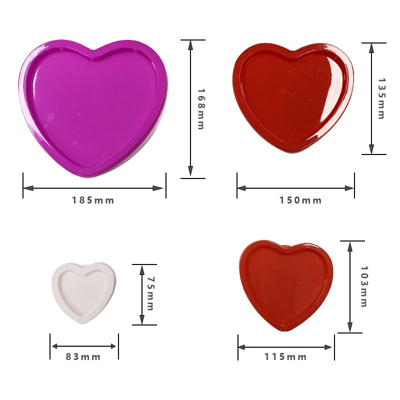 4 Pack Multi-Color Heart Shape Stackable Space-Save Design Plastic Storage Bowls BPA Free Food Storage Containers with Lids
