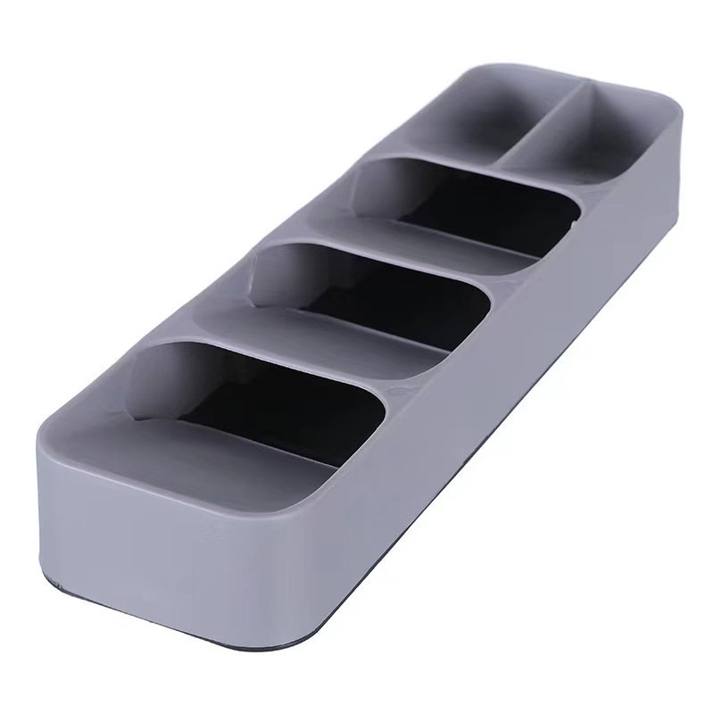Small Gray Plastic Flatware Utensil Tray Organizer for Kitchen & Restaurant Food Storage & Container with Silverware in Drawer
