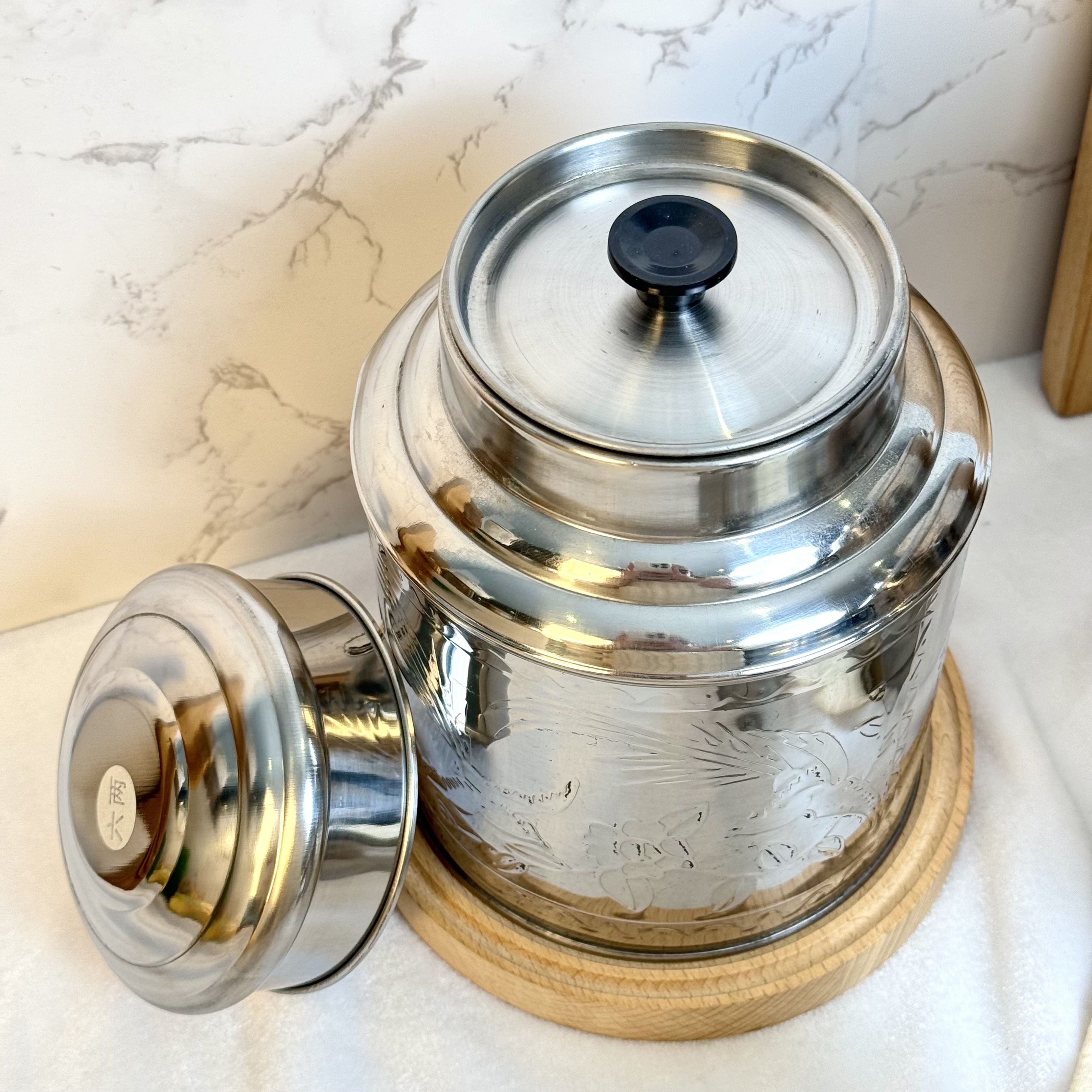 1000g High Quality Stainless Steel Tea Caddy Sealed Canister Tea Jar Food Storage Container With Double Lid