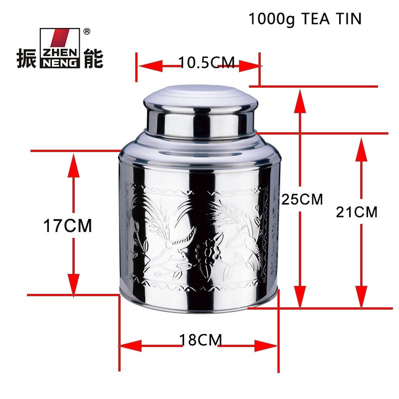 1000g High Quality Stainless Steel Tea Caddy Sealed Canister Tea Jar Food Storage Container With Double Lid