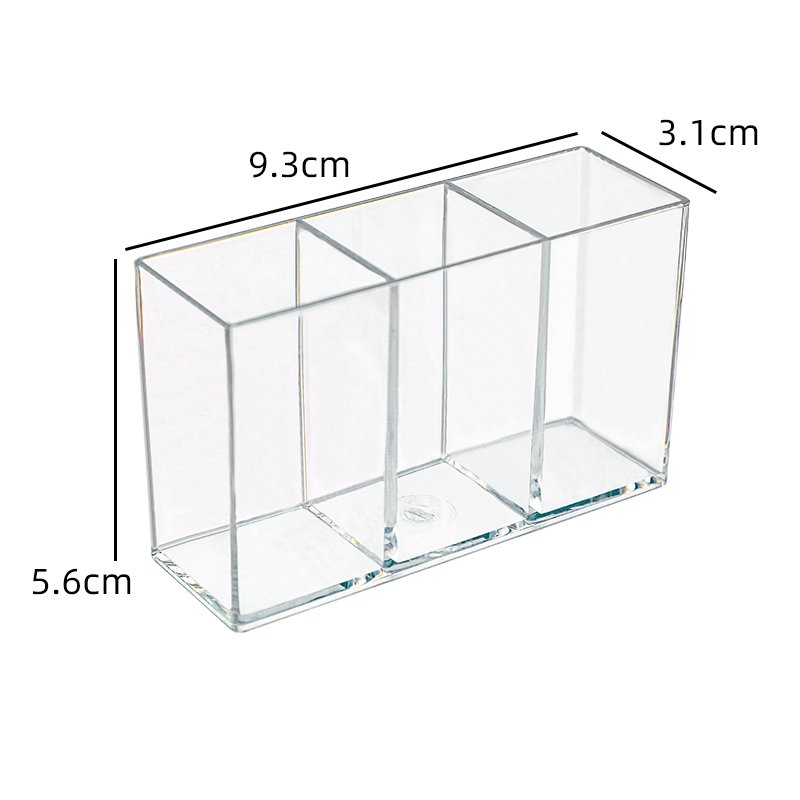Desktop transparent three grid lipstick storage box Dressing table makeup brush storage small box