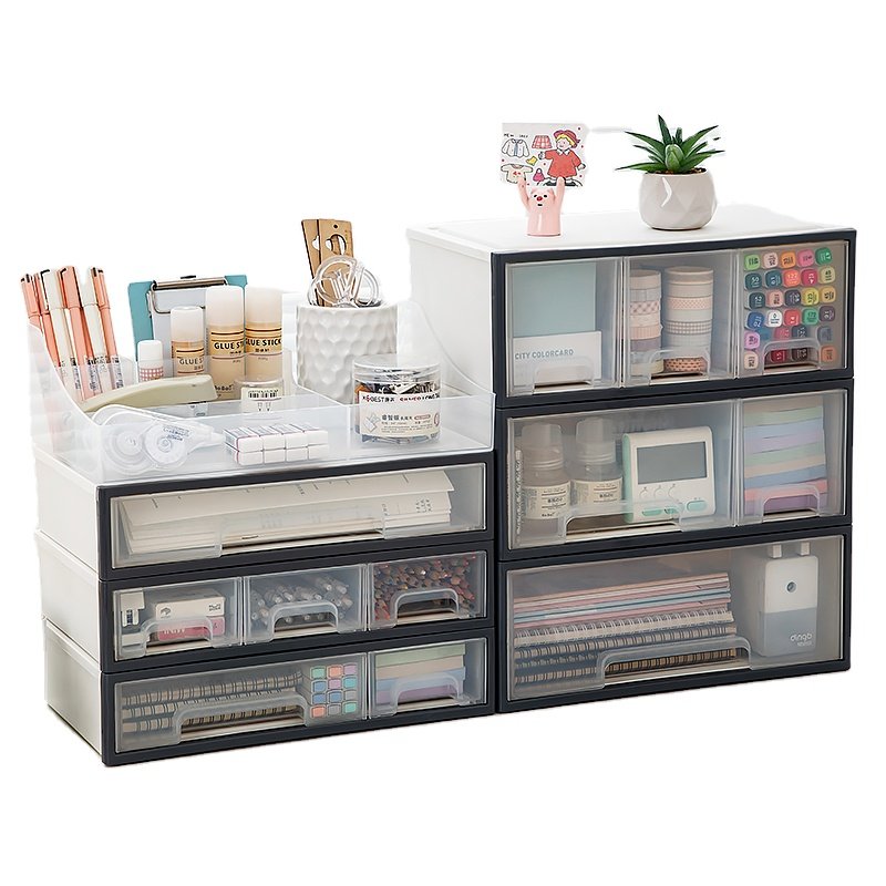 Layered Stacked Plastic Desktop Transparent Drawer Storage Box Multifunctional Home Office Desktop Sundry Sorting Box