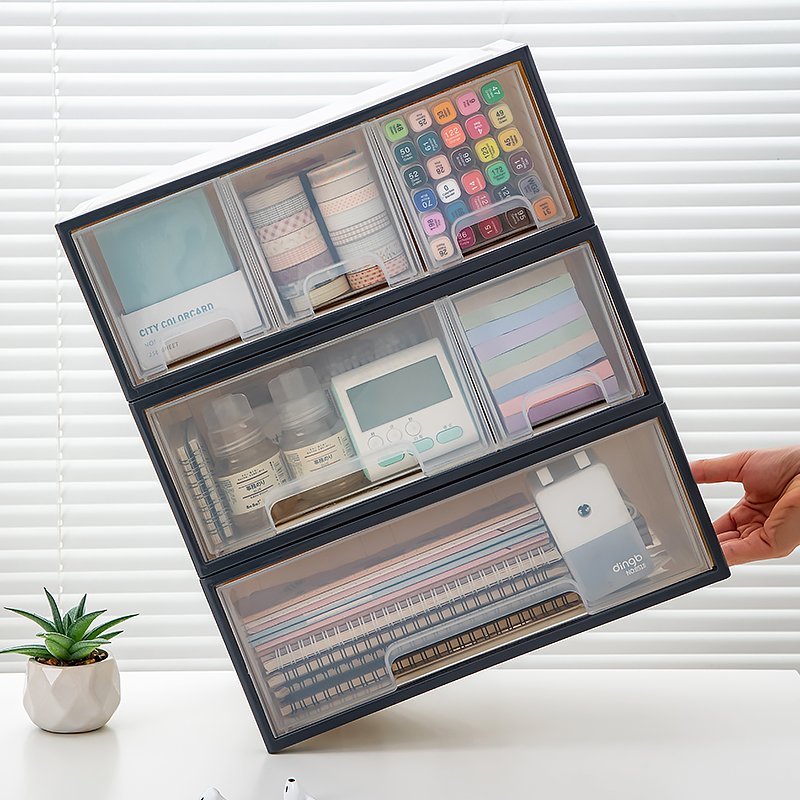 Layered Stacked Plastic Desktop Transparent Drawer Storage Box Multifunctional Home Office Desktop Sundry Sorting Box