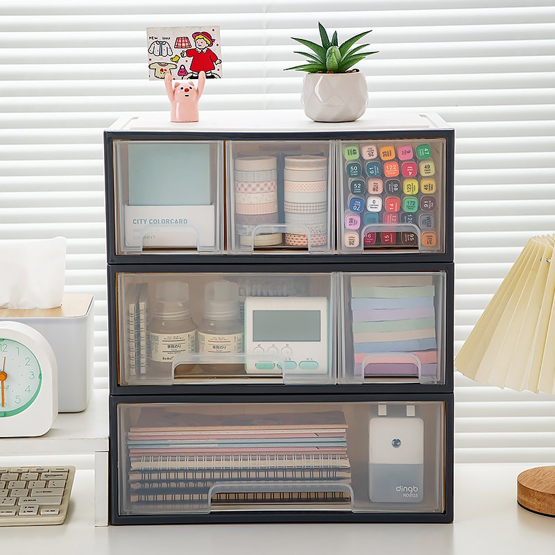Layered Stacked Plastic Desktop Transparent Drawer Storage Box Multifunctional Home Office Desktop Sundry Sorting Box