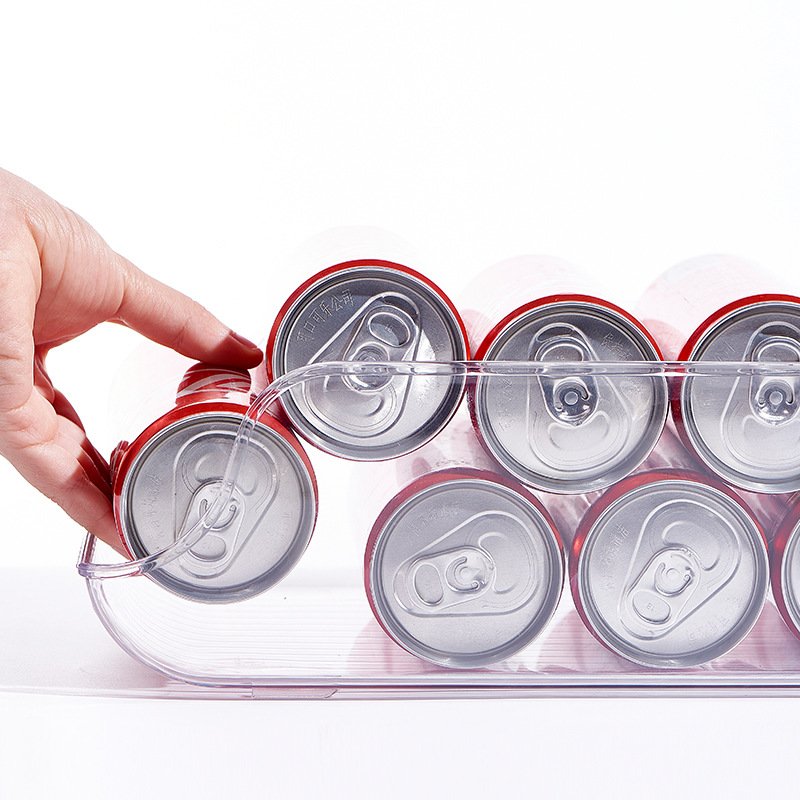 High Quality Refrigerator Beverage Storage Rack Rolling Coke Can Storage Holder Plastic Clear Drinks Bottle Organizer