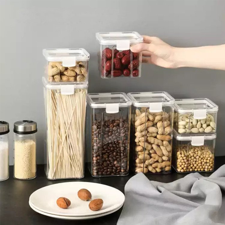 Amaz Best Seller Different Capacity Plastic Sealed Cans Kitchen Storage Box Transparent Food Container