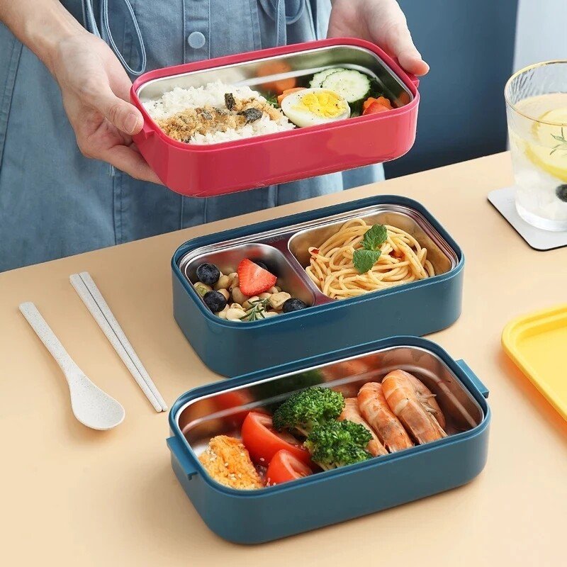 Low Price Portable Stainless Steel Bento Insulated Thermos Stack Lunch Box Food Box For School