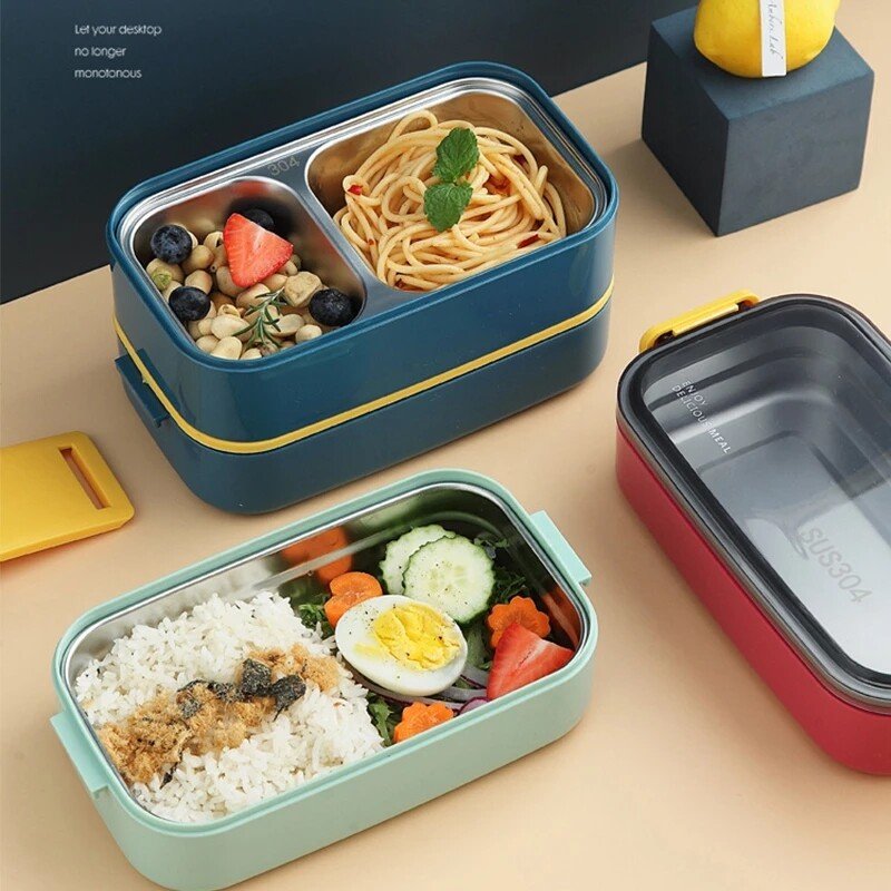 Low Price Portable Stainless Steel Bento Insulated Thermos Stack Lunch Box Food Box For School
