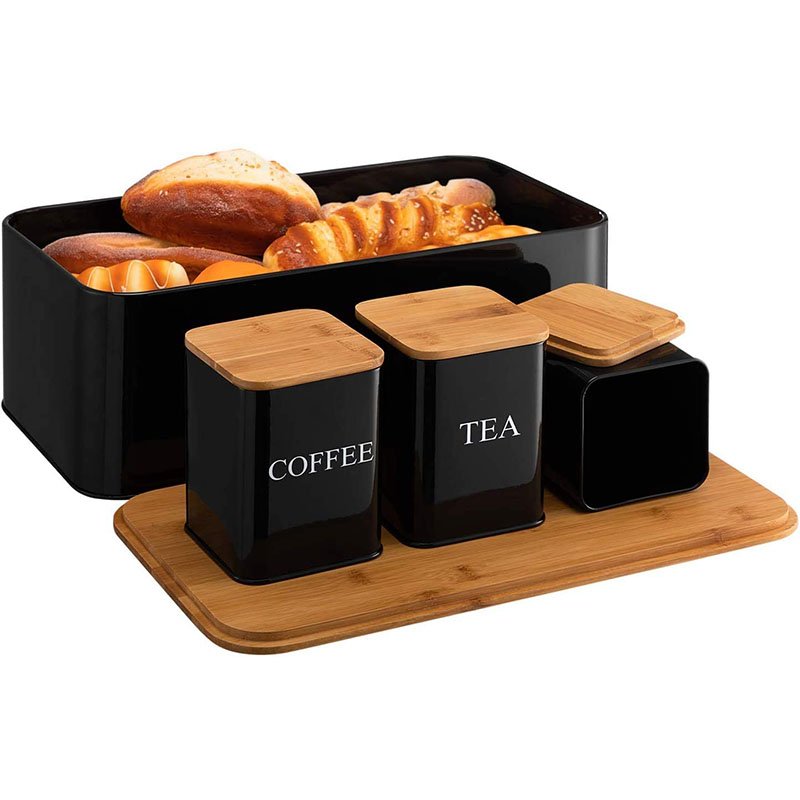 Metal Food Storage Bin 4pc Bread Bin And Canister Sets Available In Custom Colours Kitchen Storage Box