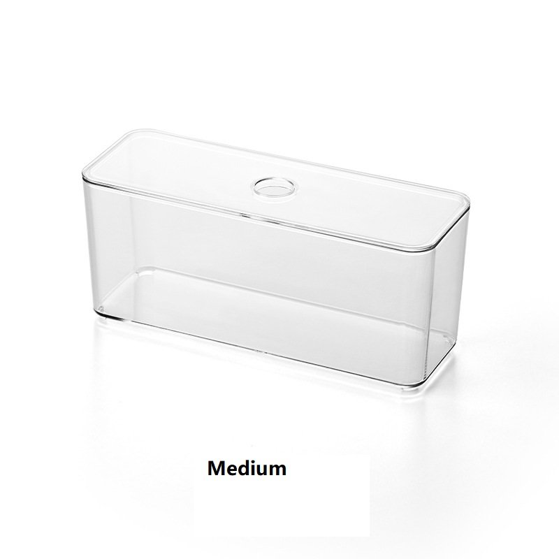 Plastic BPA-free Clear Transparent PET Multi-functional 3 Sizes Makeup Storage Organizer with Lid