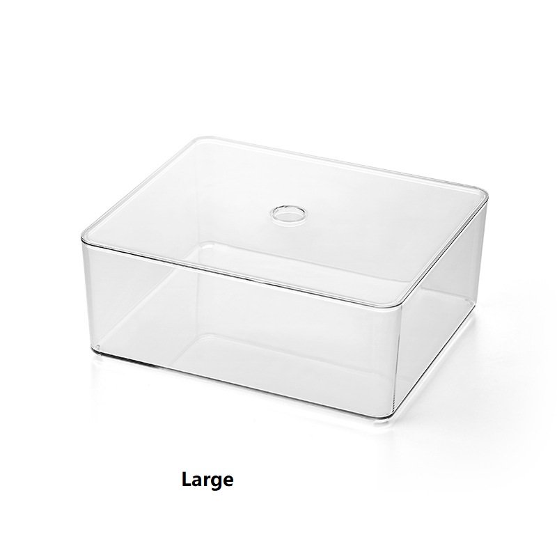 Plastic BPA-free Clear Transparent PET Multi-functional 3 Sizes Makeup Storage Organizer with Lid