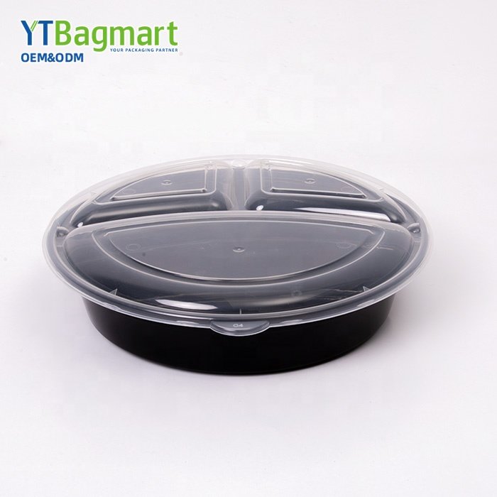 Take Out Black Rectangle Round Disposable Plastic Microwavable Meal Prep Food Container