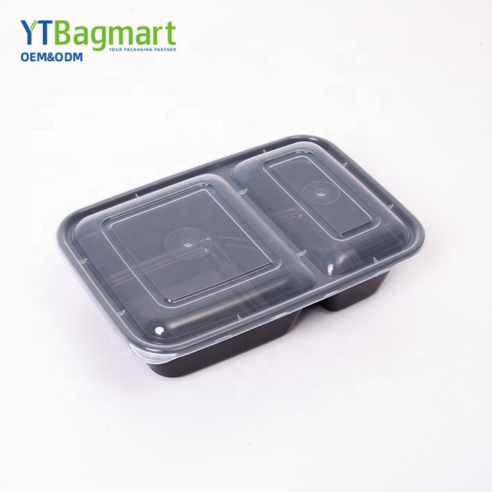 Take Out Black Rectangle Round Disposable Plastic Microwavable Meal Prep Food Container