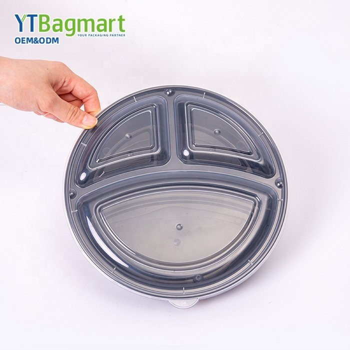 Take Out Black Rectangle Round Disposable Plastic Microwavable Meal Prep Food Container