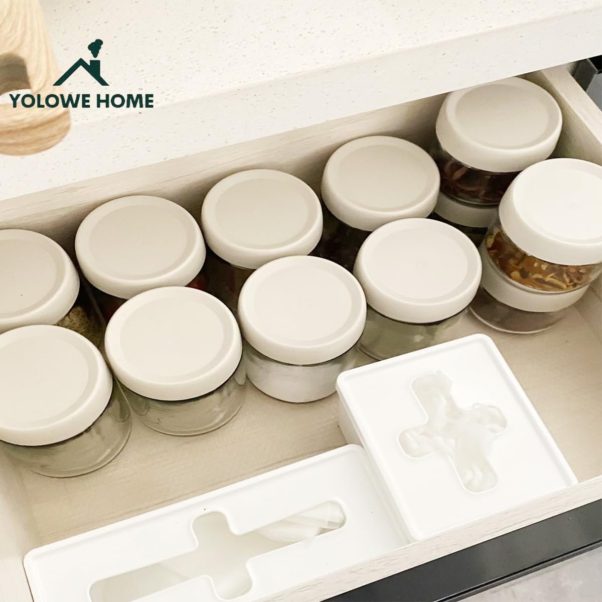 YOLOWE HOME Wide-Mouth Storage Containers Overnight Oats and Salad Dressing Pre-Meal Food Fruit & Vegetable Snacks Spice Jars