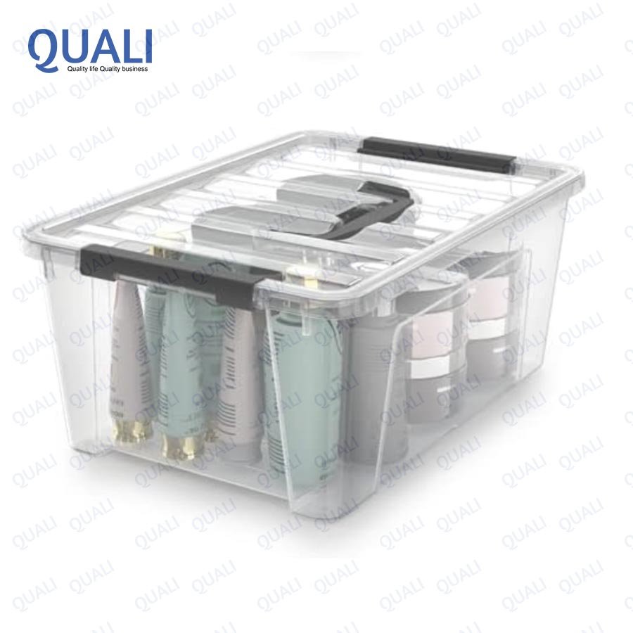 Quali Durable 50 Liters Large Plastic Storage Boxes With Attached Lid and Wheel