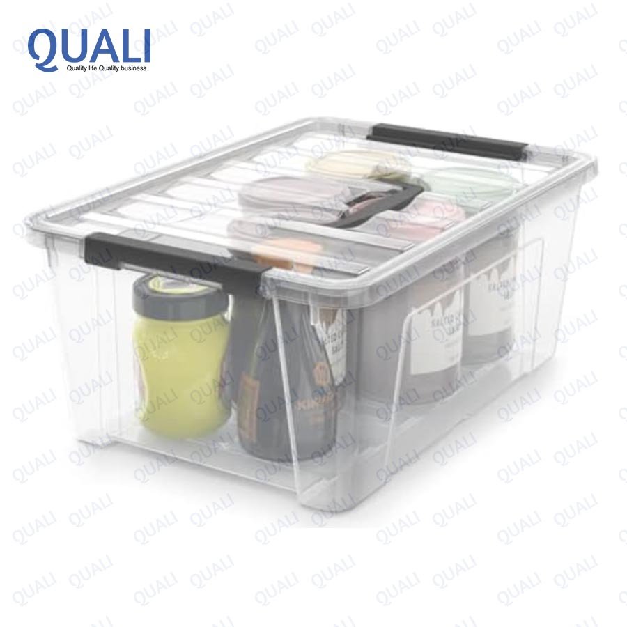 Quali Durable 50 Liters Large Plastic Storage Boxes With Attached Lid and Wheel
