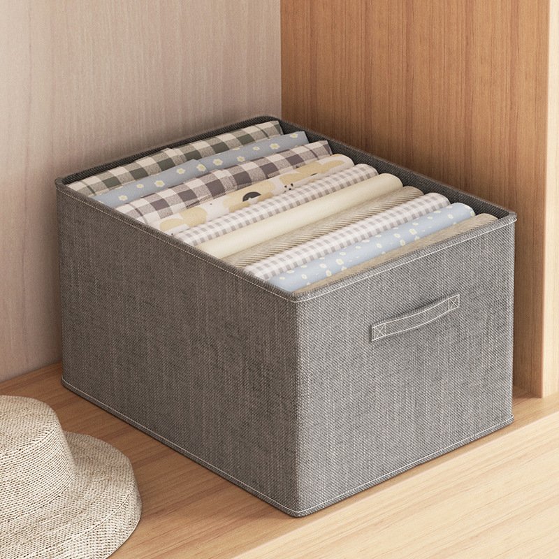 Wardrobe Clothes Organizer Cotton and Linen Drawer Organizer Clothes Foldable Clothes Storage Box for Jeans Blanket