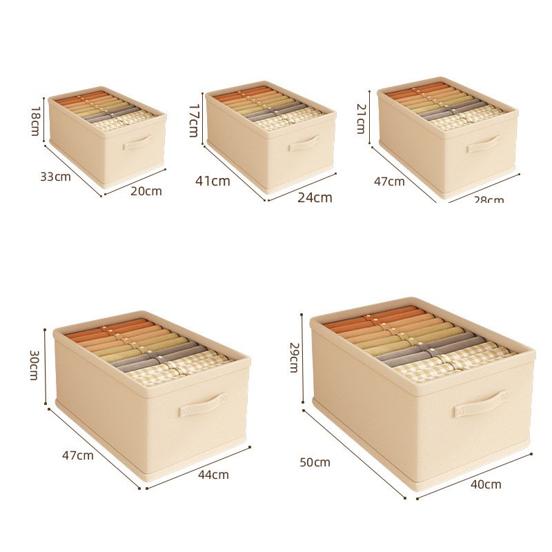 Wardrobe Clothes Organizer Cotton and Linen Drawer Organizer Clothes Foldable Clothes Storage Box for Jeans Blanket
