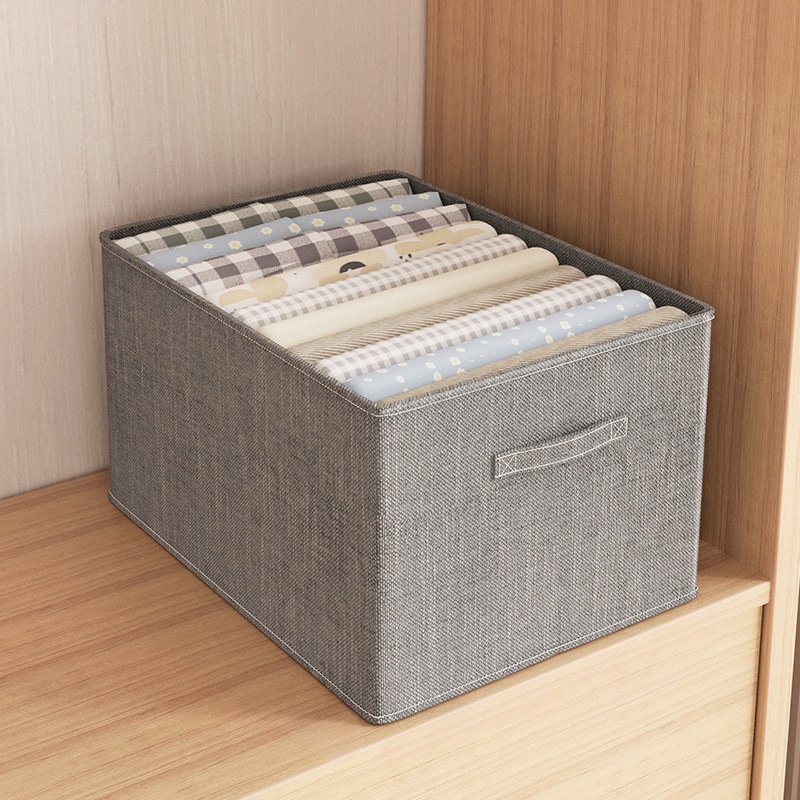 Wardrobe Clothes Organizer Cotton and Linen Drawer Organizer Clothes Foldable Clothes Storage Box for Jeans Blanket