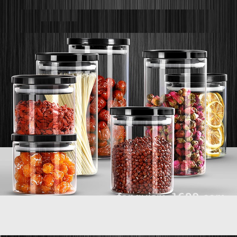 1200ml Large Glass Kitchen Food Storage Airtight Vacuum Jars Bottle Canister with lid