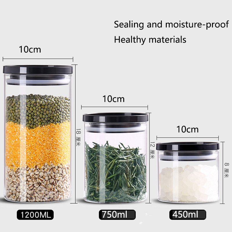 1200ml Large Glass Kitchen Food Storage Airtight Vacuum Jars Bottle Canister with lid