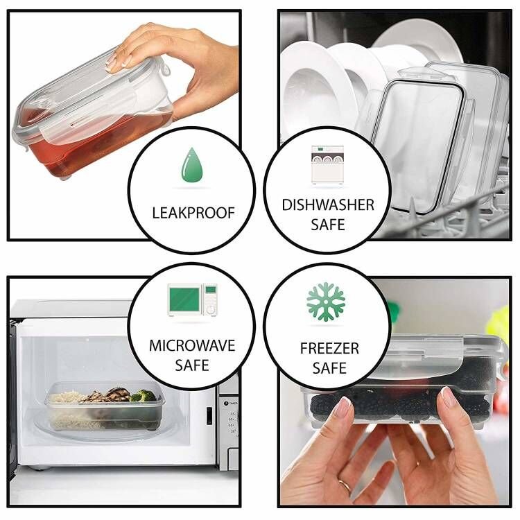 Hot Sale Airtight Food Storage Containers 5pcs 1000ML, Clear Reusable Durable Kitchen Pantry Lunch Box