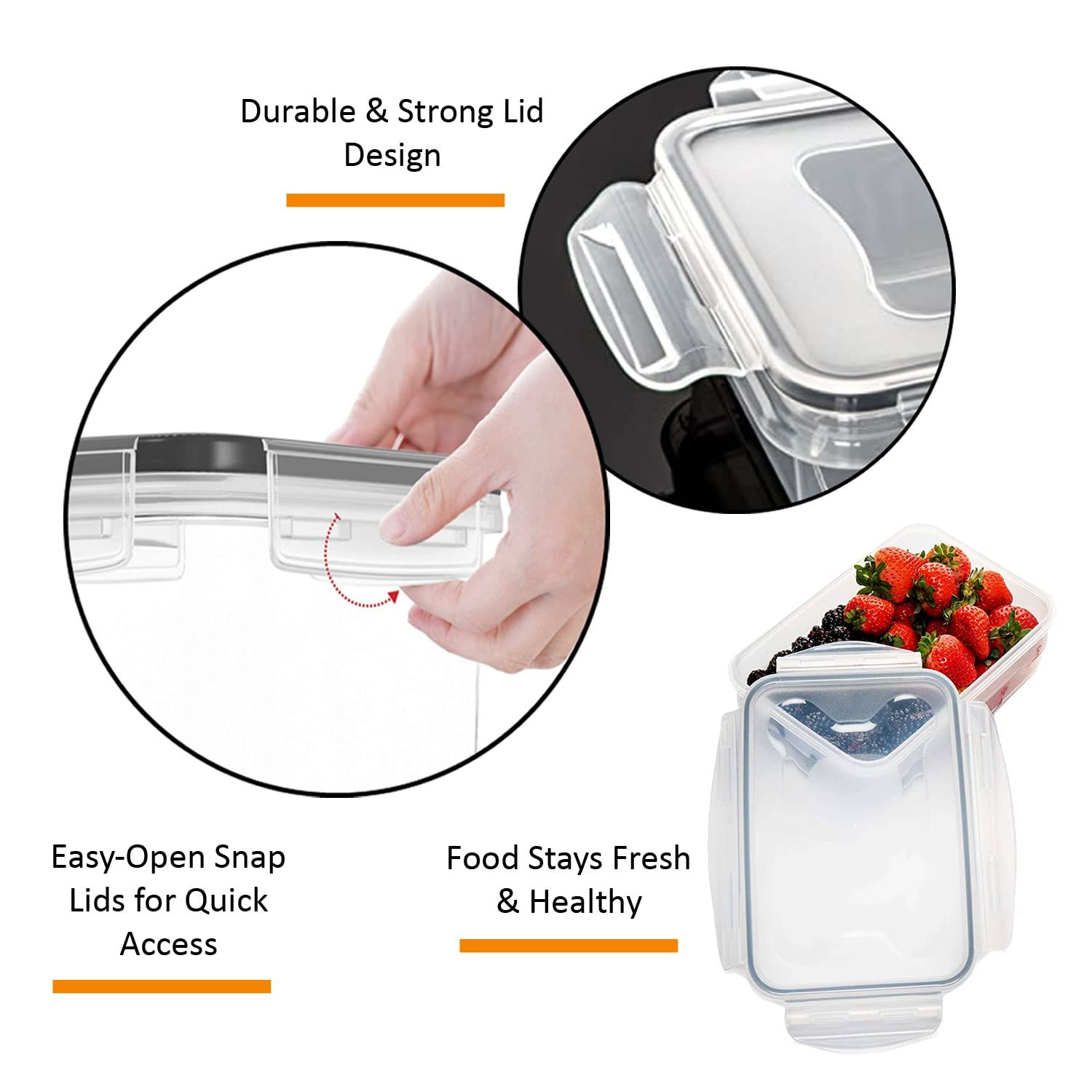 Hot Sale Airtight Food Storage Containers 5pcs 1000ML, Clear Reusable Durable Kitchen Pantry Lunch Box