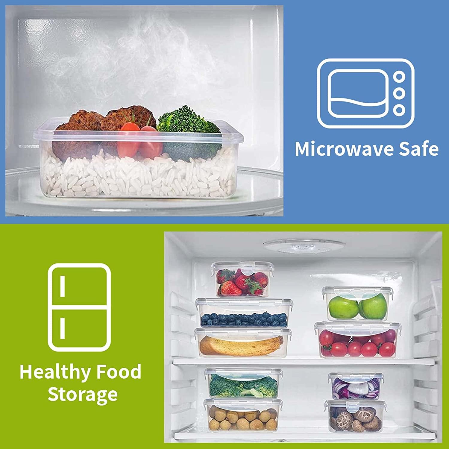 Hot Sale Airtight Food Storage Containers 5pcs 1000ML, Clear Reusable Durable Kitchen Pantry Lunch Box