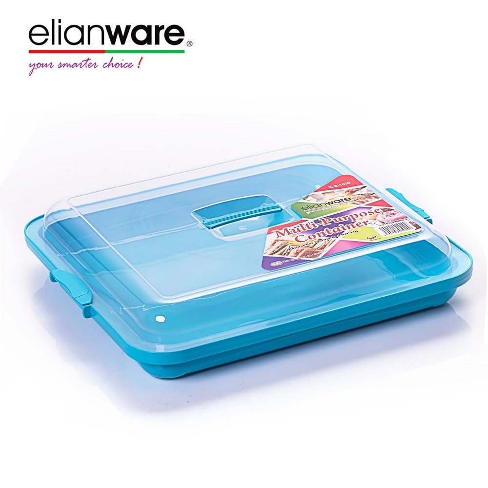Elianware Portable Multipurpose Food Keeper/Plastic Food Tray with Lid and Side Clip Lock Handle