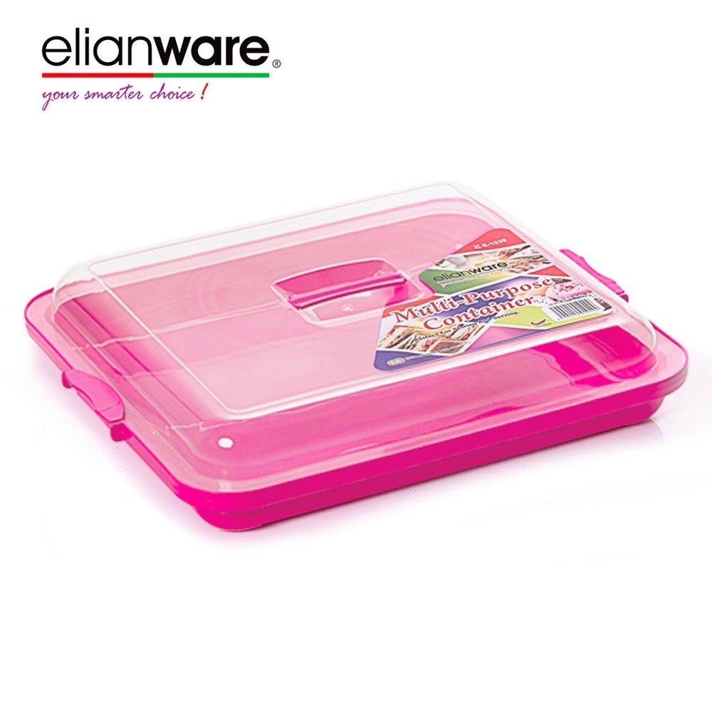 Elianware Portable Multipurpose Food Keeper/Plastic Food Tray with Lid and Side Clip Lock Handle