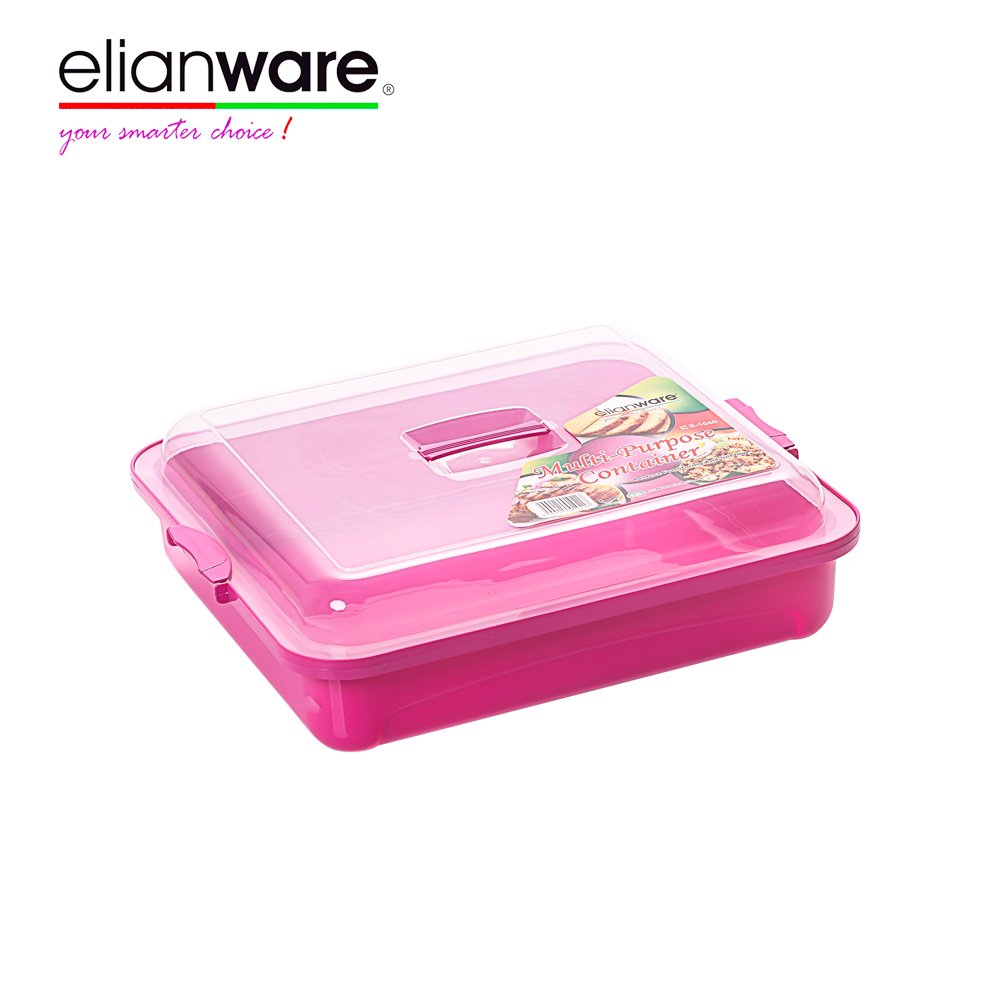 Elianware Portable Multipurpose Food Keeper/Plastic Food Tray with Lid and Side Clip Lock Handle