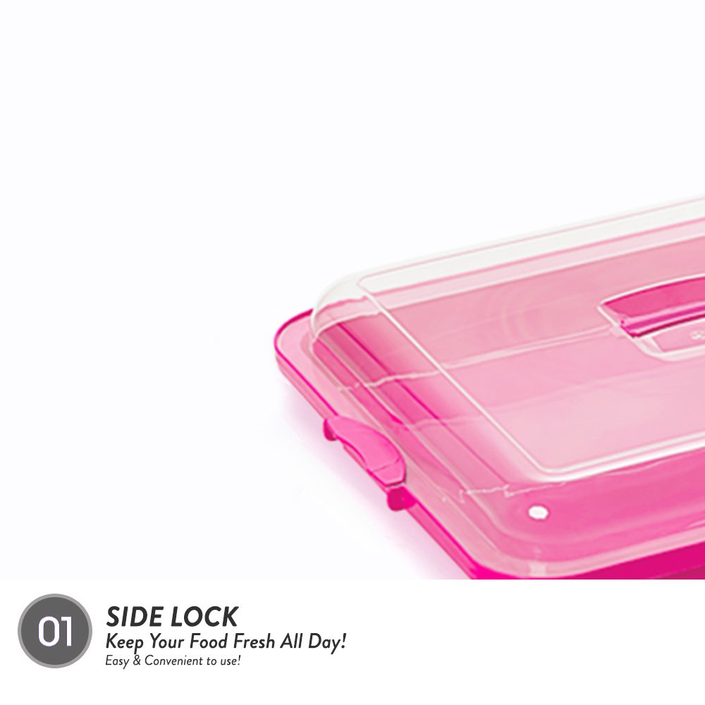 Elianware Portable Multipurpose Food Keeper/Plastic Food Tray with Lid and Side Clip Lock Handle