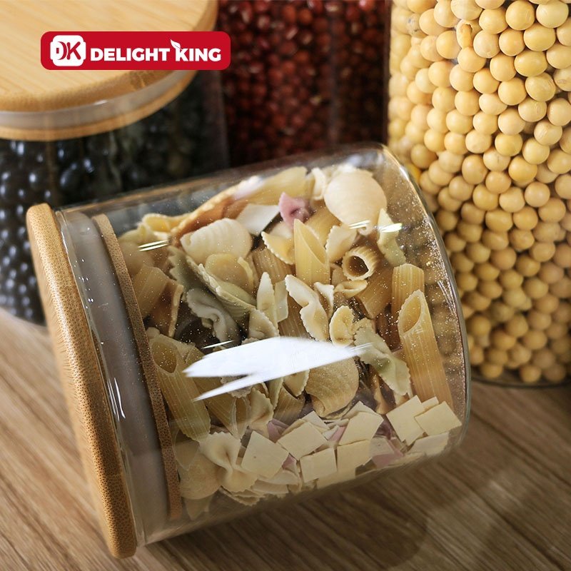Bamboo lid heat-resistant glass jar customized glass sealed jar food storage wholesale